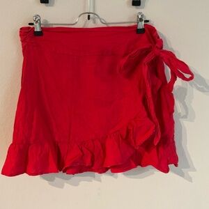 The cutest Red ruffled skirt with a tie at the front - Blank NYC